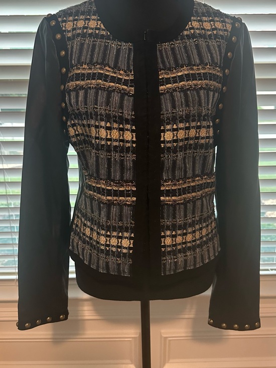 Ramy Brook Jackets & Blazers - Ramy Brook Black Jacket with Blue and Gold Tweed Front